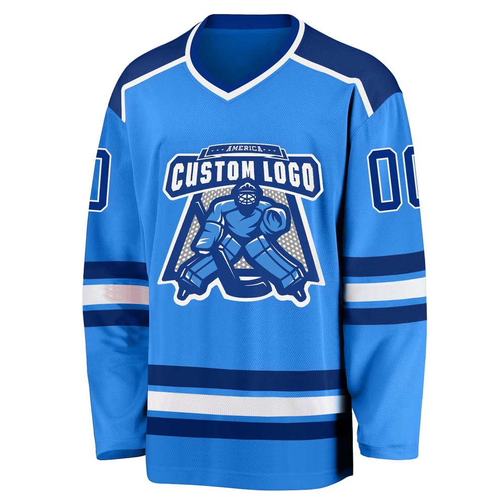 Custom Powder Blue Royal White Hockey Jersey, New Hockey Jersey, Personali Sport Team Jersey Shirt