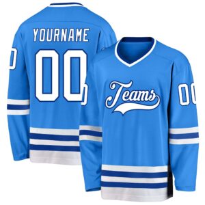 Custom Powder Blue White Royal Hockey Jersey,&hellip;