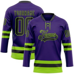 Custom Purple Black Neon Green Hockey Lace&hellip;