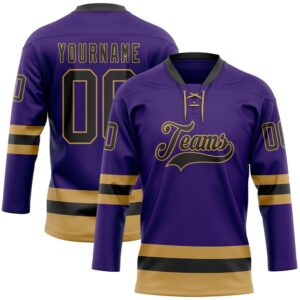 Custom Purple Black Old Gold Hockey Lace&hellip;