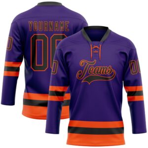 Custom Purple Black Orange Hockey Lace Neck&hellip;