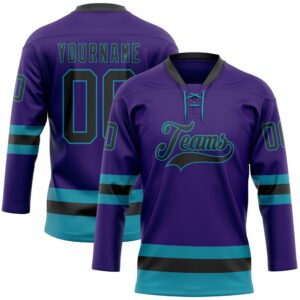 Custom Purple Black Teal Hockey Lace Neck&hellip;