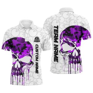 Custom Purple Camo Skull Bowling Polo Shirts&hellip;