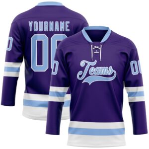 Custom Purple Light Blue White Hockey Lace&hellip;