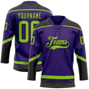 Custom Purple Neon Green Black Hockey Lace&hellip;