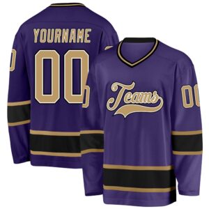 Custom Purple Old Gold Black Hockey Jersey,&hellip;