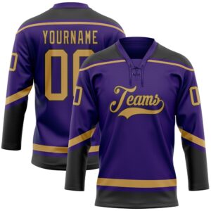 Custom Purple Old Gold Black Hockey Lace&hellip;