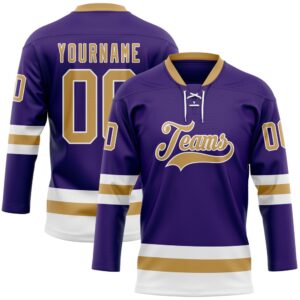 Custom Purple Old Gold White Hockey Lace&hellip;