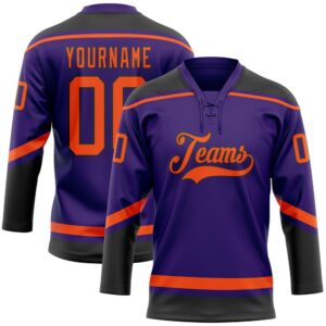 Custom Purple Orange Black Hockey Lace Neck&hellip;
