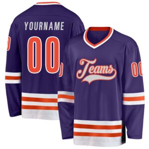 Custom Purple Orange White Hockey Jersey, New&hellip;