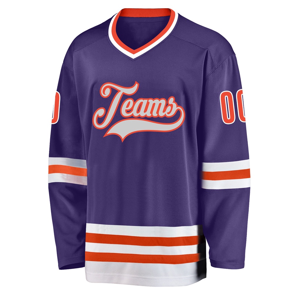 Custom Purple Orange White Hockey Jersey, New Hockey Jersey, Personali Sport Team Jersey Shirt