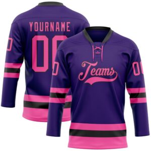 Custom Purple Pink Black Hockey Lace Neck&hellip;
