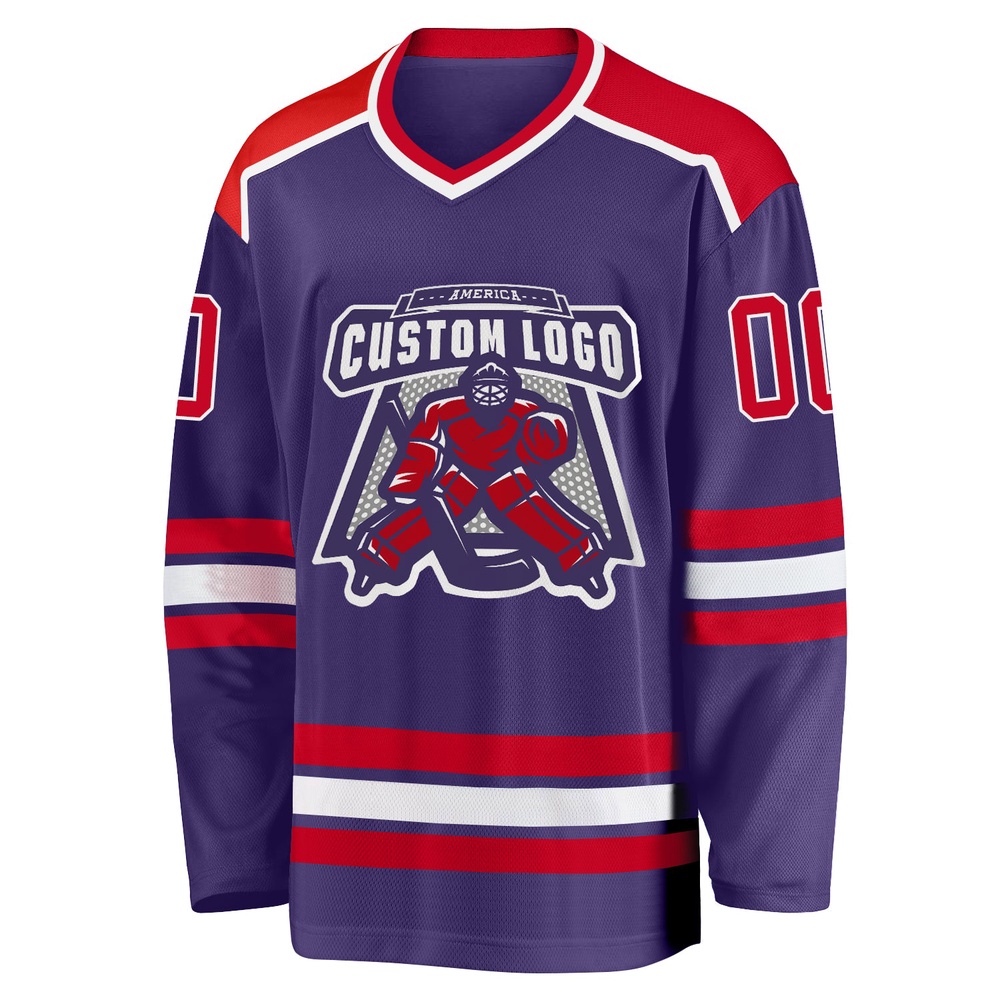 Custom Purple Red White Hockey Jersey, New Hockey Jersey, Personali Sport Team Jersey Shirt