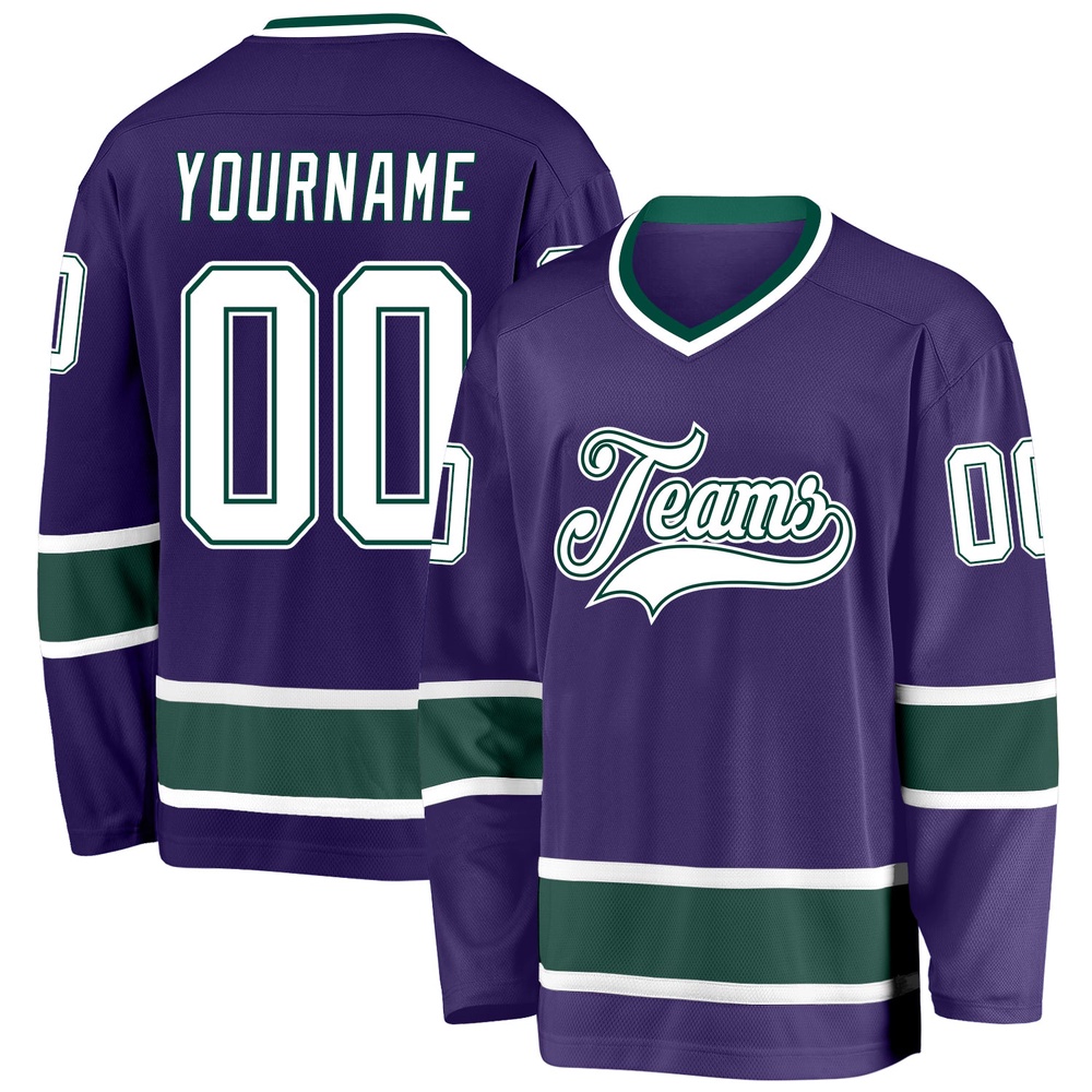 Custom Purple White Green Hockey Jersey, New Hockey Jersey, Personali Sport Team Jersey Shirt
