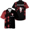 Custom Red Lightning Thunder Bowling Team Jersey, Custom Team Bowling Hawaiian Shirt