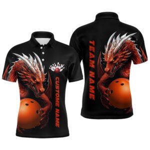 Custom Red Flame Bowling Team Polo Shirts,&hellip;