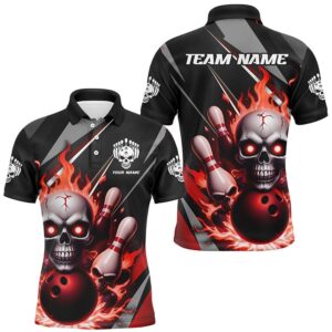 Custom Red Flame Bowling Team Shirts, Halloween&hellip;
