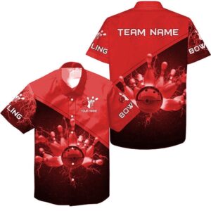 Custom Red Lightning Thunder Bowling Team Jersey,&hellip;