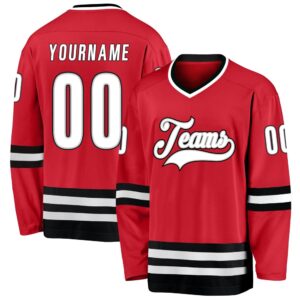 Custom Red White Black Hockey Jersey, New&hellip;