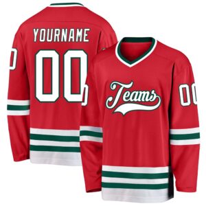 Custom Red White Green Hockey Jersey, New&hellip;