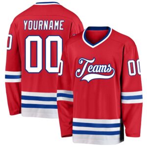 Custom Red White Royal Hockey Jersey, New&hellip;