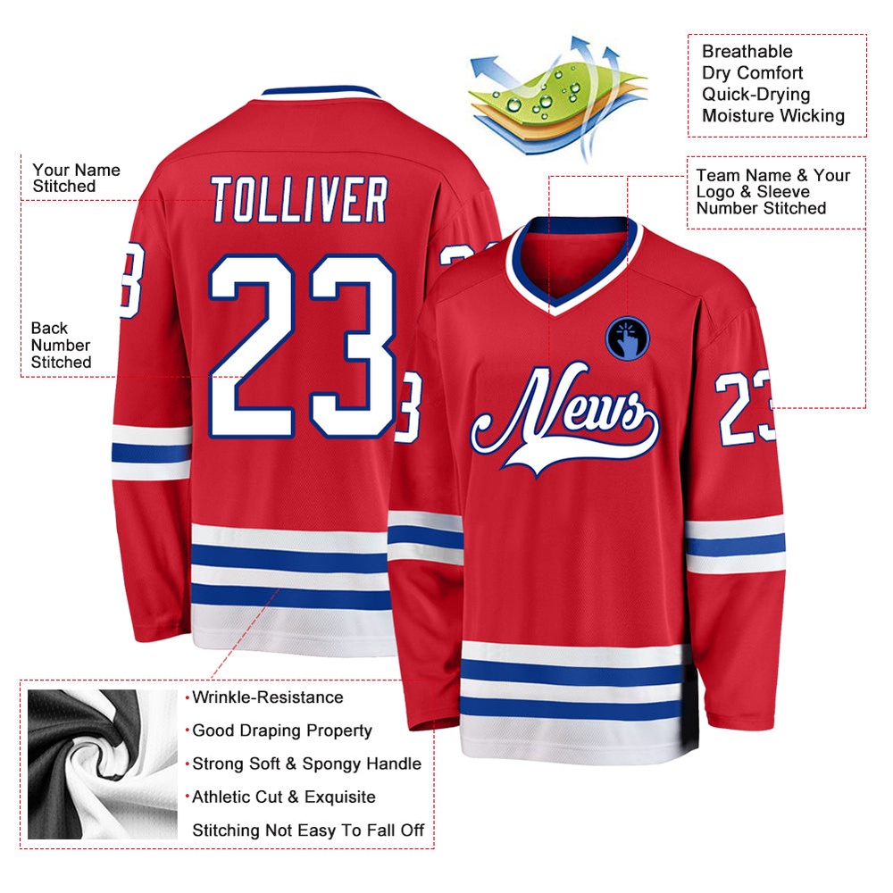 Custom Red White Royal Hockey Jersey, New Hockey Jersey, Personali Sport Team Jersey Shirt