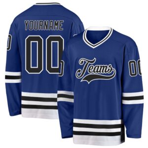 Custom Royal Black White Hockey Jersey, New&hellip;