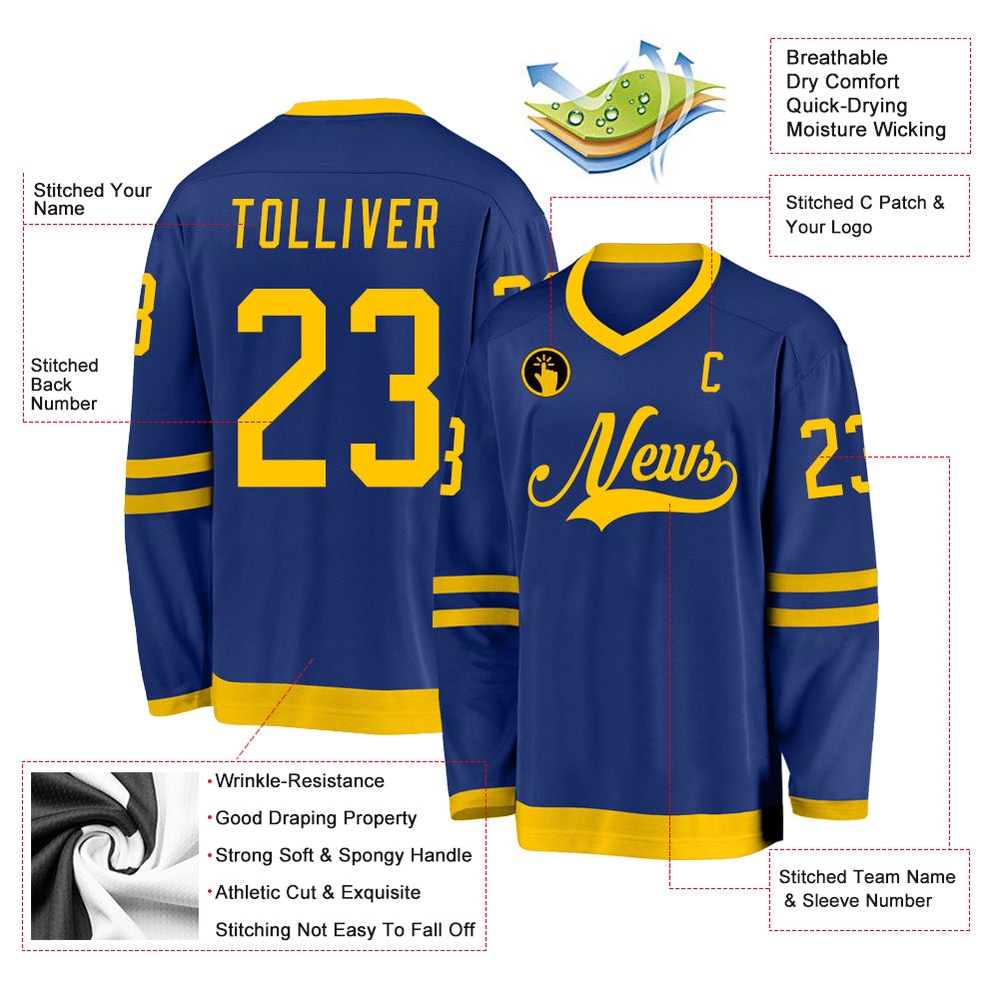 Custom Royal Gold Hockey Jersey, New Hockey Jersey, Personali Sport Team Jersey Shirt