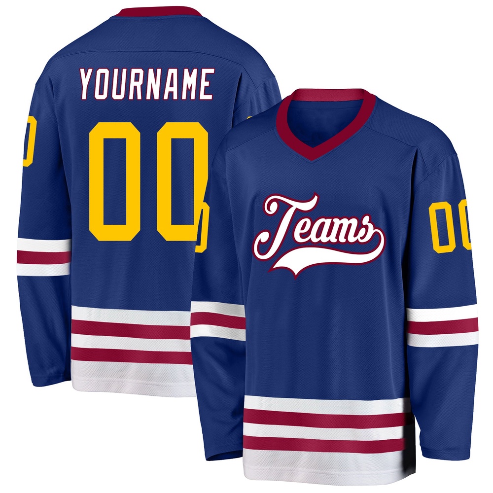 Custom Royal Gold Maroon Hockey Jersey, New Hockey Jersey, Personali Sport Team Jersey Shirt