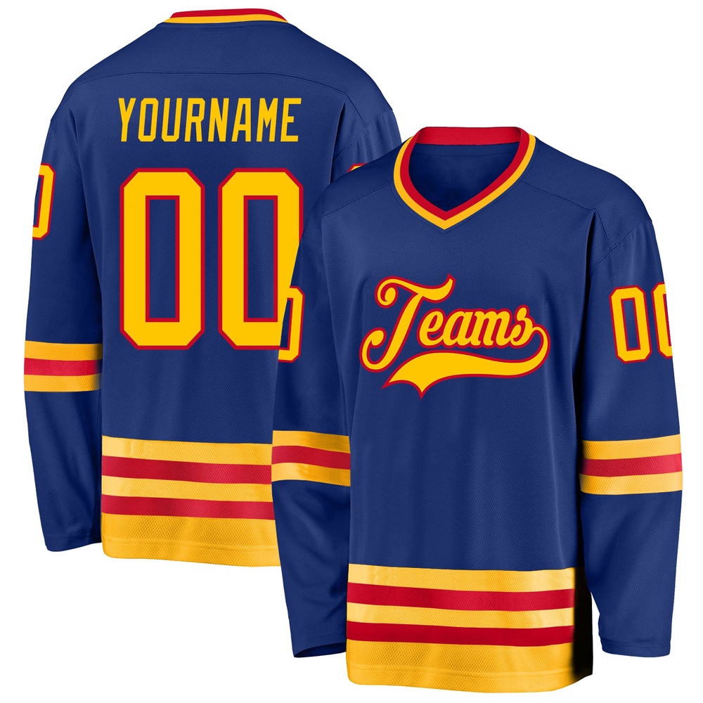 Custom Royal Gold Red Hockey Jersey, New Hockey Jersey, Personali Sport Team Jersey Shirt