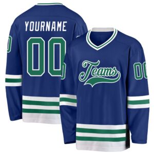 Custom Royal Kelly Green White Hockey Jersey,&hellip;