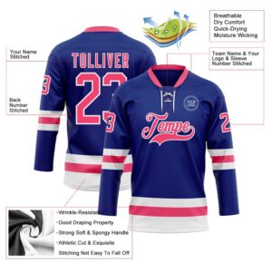 Custom Royal Neon Pink White Hockey Lace Neck Jersey New Hockey Jersey Personali Sport Team Jersey Shirt 3 pdsseo.jpg