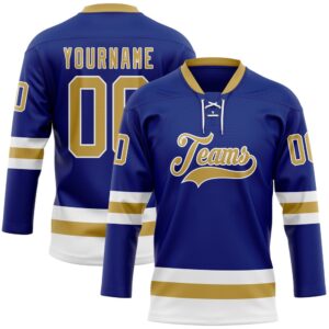 Custom Royal Old Gold White Hockey Lace&hellip;