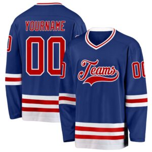 Custom Royal Red White Hockey Jersey, New&hellip;
