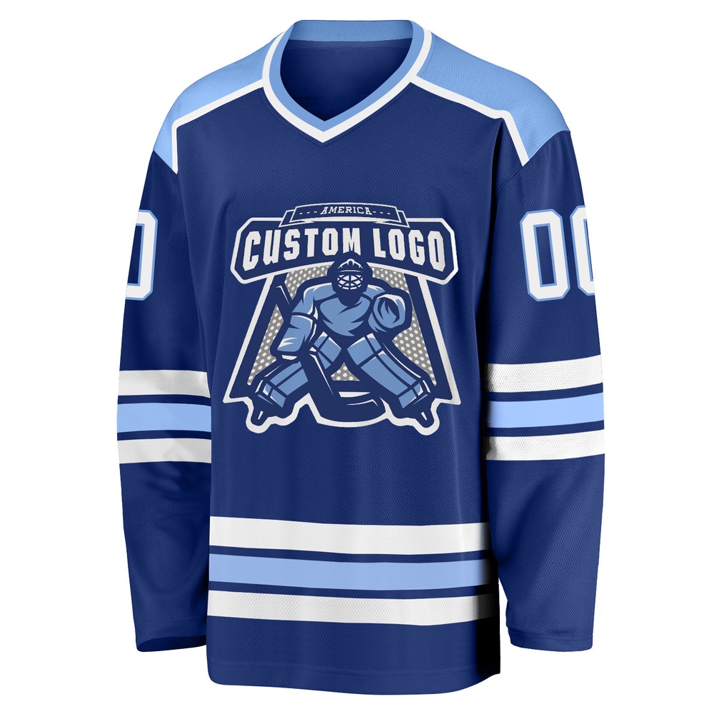 Custom Royal White Light Blue Hockey Jersey, New Hockey Jersey, Personali Sport Team Jersey Shirt Custom Royal White Light Blue Hockey Jersey, New Hockey Jersey, Personali Sport Team Jersey Shirt