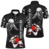 Custom Skull Bowling Polo Shirts For Men, Skeleton Halloween Bowling Shirts Outfit Bowling, Personalized Bowling Team Shirt