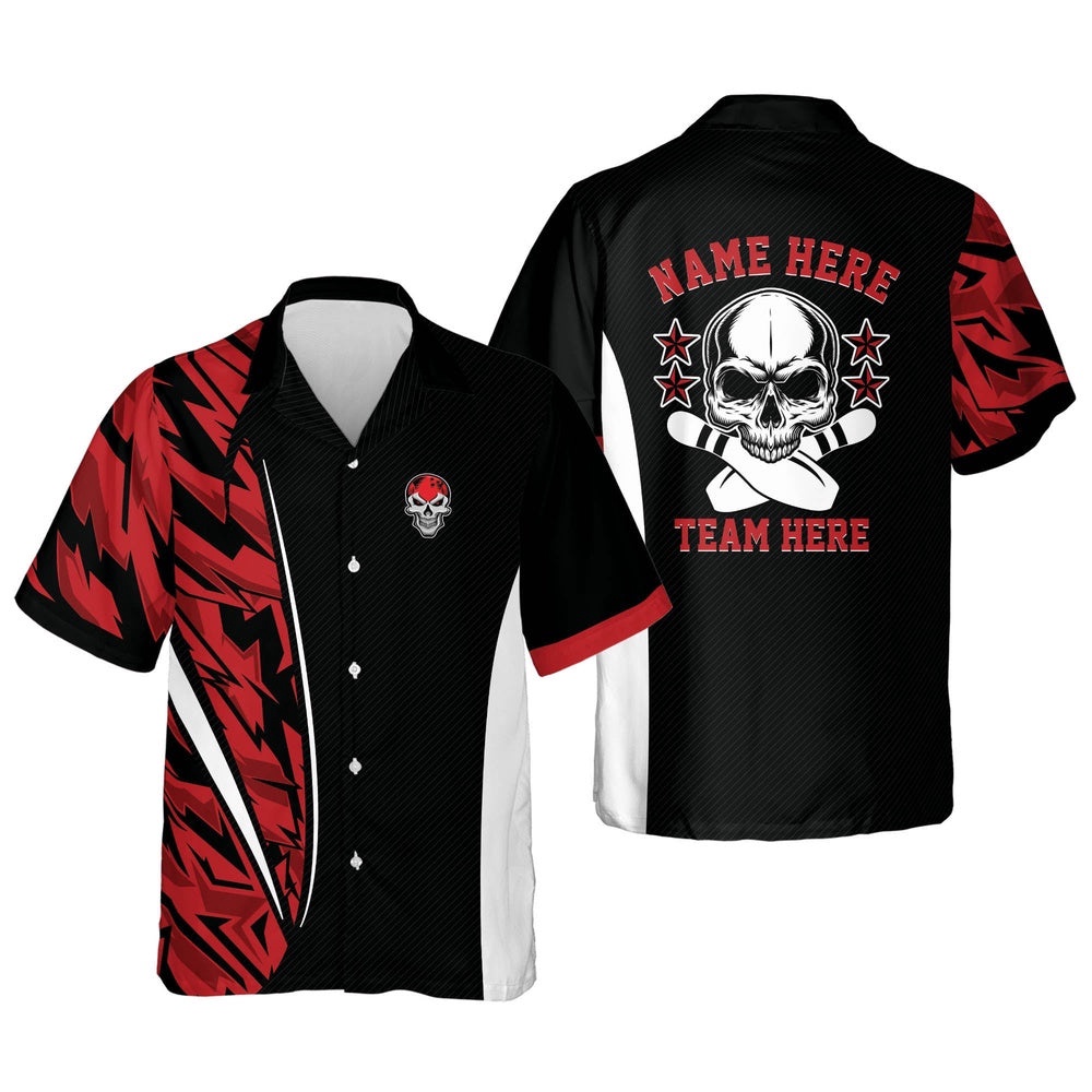 Custom Skull Custom Bowling Shirt, Custom Team Bowling Hawaiian Shirt Custom Skull Custom Bowling Shirt, Custom Team Bowling Hawaiian Shirt