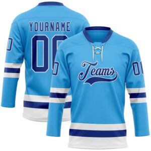 Custom Sky Blue Royal White Hockey Lace&hellip;
