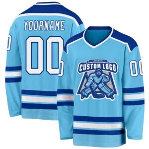 Custom Sky Blue White Royal Hockey Jersey,&hellip;