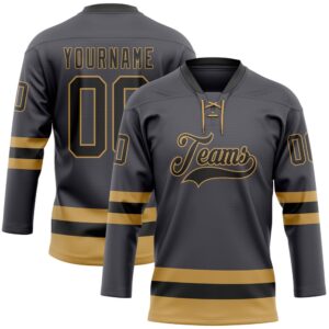 Custom Steel Gray Black Old Gold Hockey&hellip;