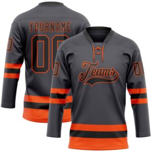 Custom Steel Gray Black Orange Hockey Lace&hellip;