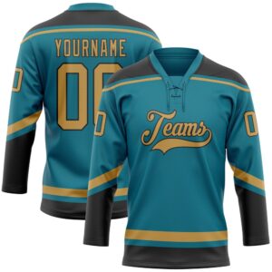 Custom Teal Old Gold Black Hockey Lace&hellip;