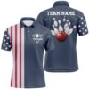 Custom Texas Bowling Team Polo Shirts, Patriotic Mens Bowling Strike Polo Shirt For Texan, Personalized Bowling Team Shirt