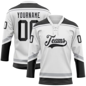 Custom White Black Gray Hockey Lace Neck&hellip;