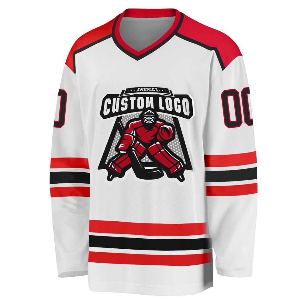 Custom White Black Red Hockey Jersey, New Hockey Jersey, Personali Sport Team Jersey Shirt