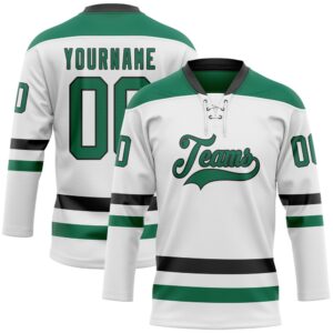 Custom White Kelly Green Black Hockey Lace&hellip;