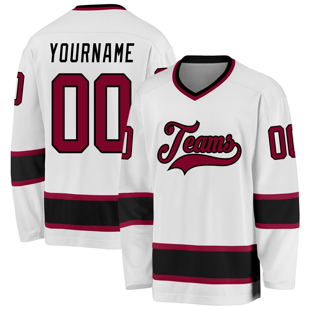 Custom White Maroon Black Hockey Jersey, New Hockey Jersey, Personali Sport Team Jersey Shirt