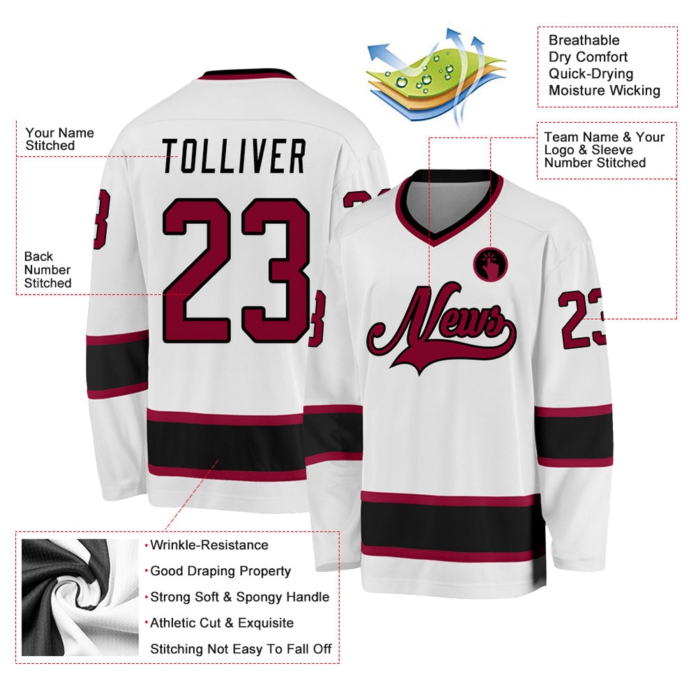 Custom White Maroon Black Hockey Jersey, New Hockey Jersey, Personali Sport Team Jersey Shirt