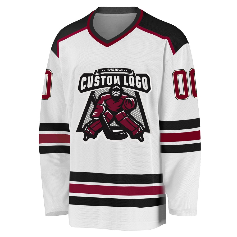 Custom White Maroon Cream Black Hockey Jersey, New Hockey Jersey, Personali Sport Team Jersey Shirt