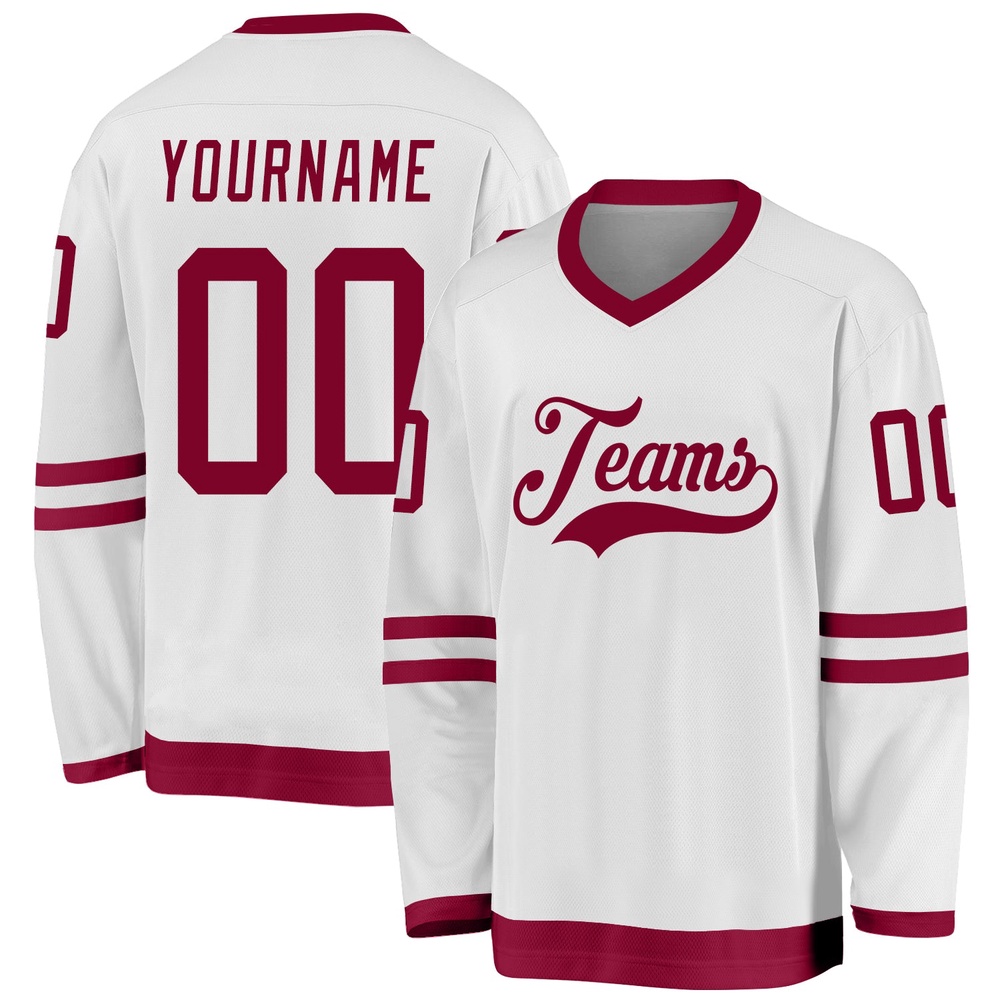 Custom White Maroon Hockey Jersey, New Hockey Jersey, Personali Sport Team Jersey Shirt